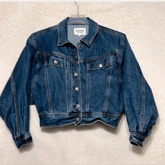 Evidnt Los Angeles Cropped Denim Jean Jacket Size Medium - Picture 2 of 8